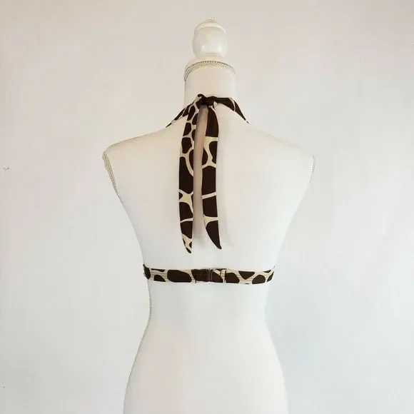 ISSAC MIZRAHI Animal Girafee Print Bra Top Size L - Picture 4 of 7